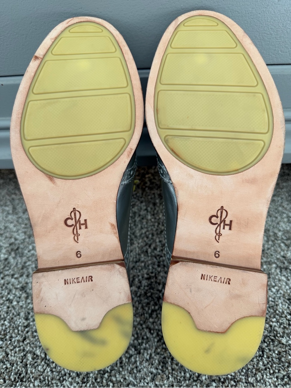 Cole Haan Silver Metallic Wingtip Flats with Yellow Laces - Picture 5 of 5